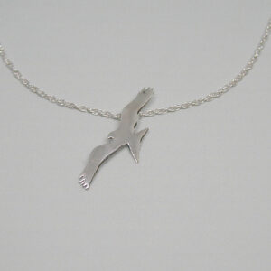 RK3c Flying silver red kite on silver chain