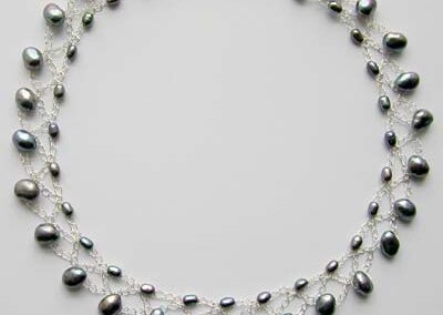 2 row 2 size Peacock Grey Necklace