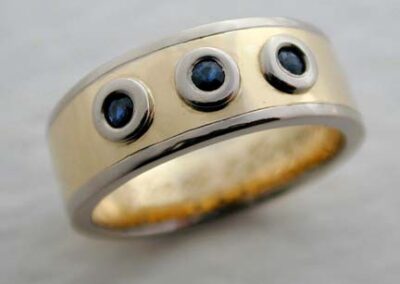 3 Sapphire Yellow and White Gold Ring