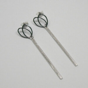 ELD3e Stud drops- oxidised silver heart petals, frosted rods