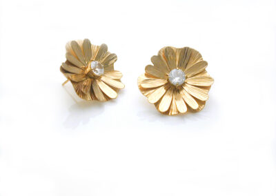 Big 24ct gilt silver flower studs