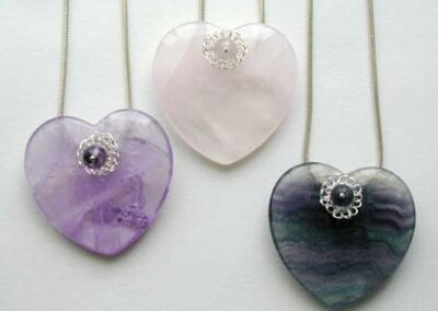 Semi Precious Hearts Pendants